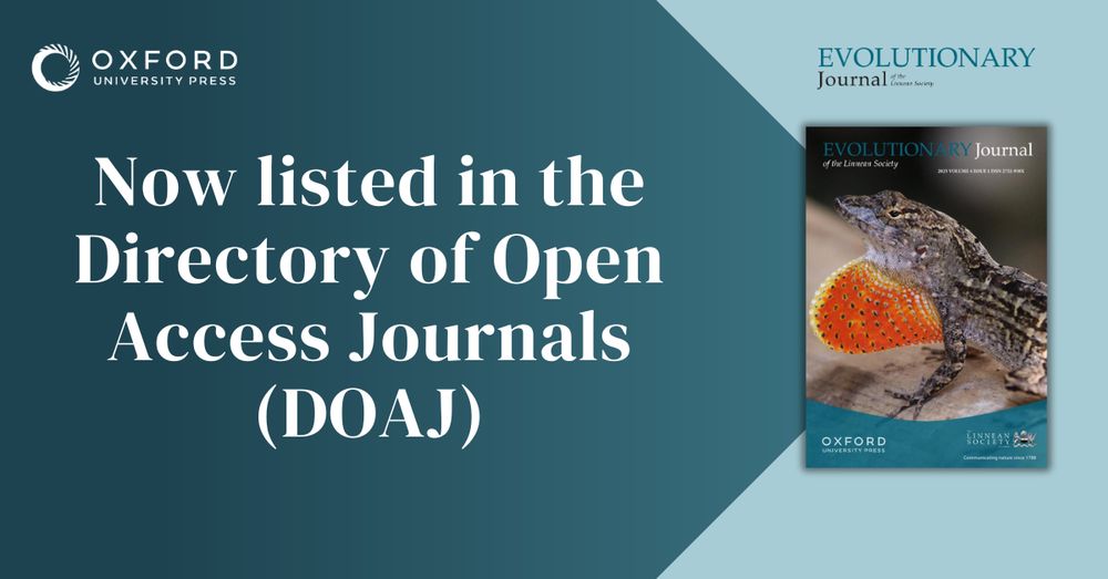 EVOLIN is now listed in the Directory of Open Access Journals (DOAJ). Blue card design with journal cover.
