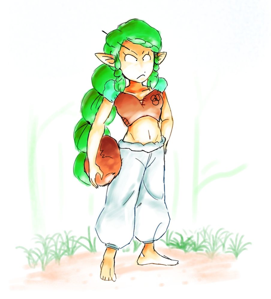Roq Eeterra holdng a rock (she gonna eat it)