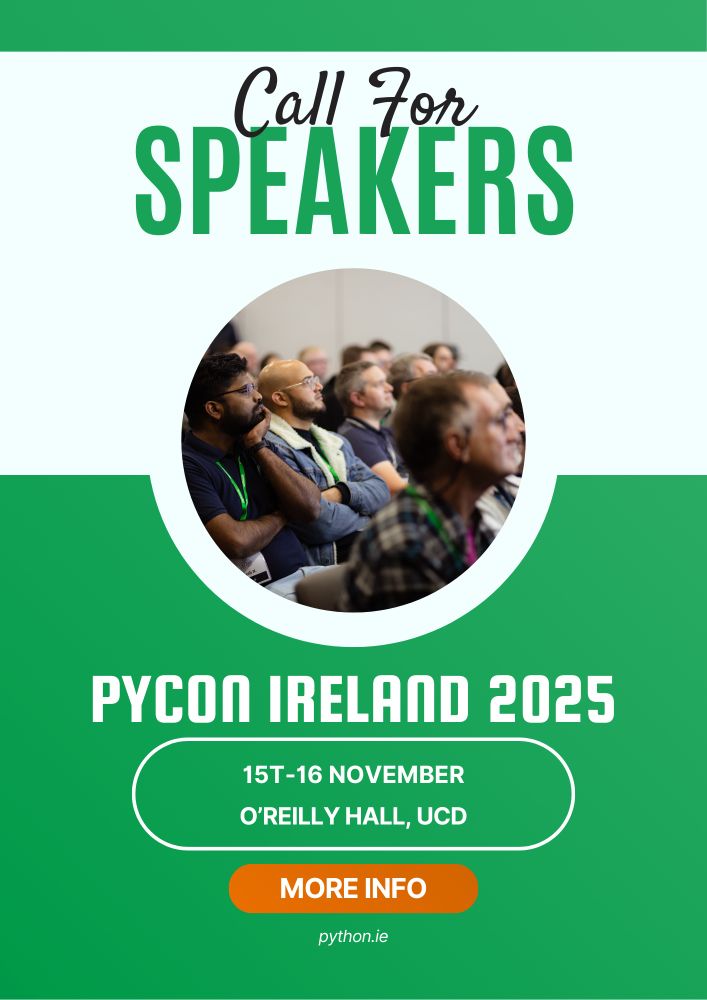 PyCon Ireland call for speakers poster