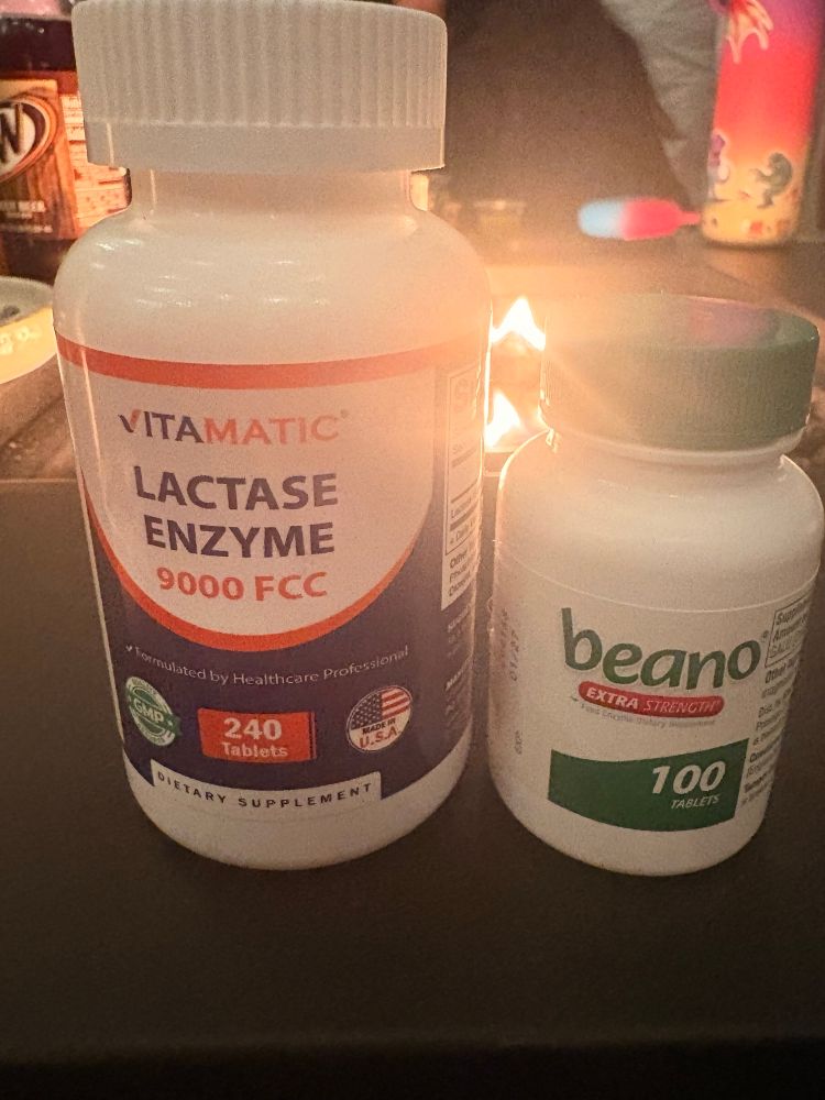 Goop is showing her go to meds which are lactate and beano back lit by a gaslit fire. 