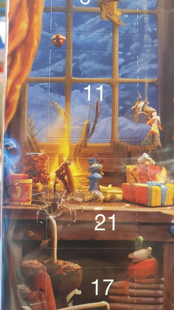 Nærbilde av kalenderen, tydelig KI-generert ræl. 