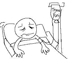 sick patient with an iv with Trans Yuri being piped into the veins