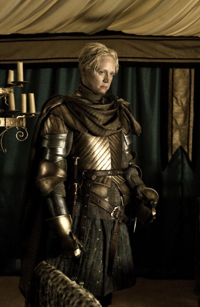 gwendoline christie from the series game of thrones wearing armor