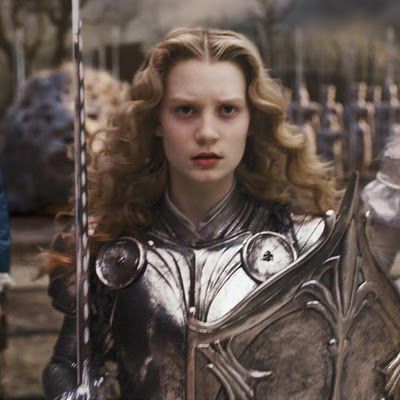 mia wasikowska from the film alice in wonderland wearing armor