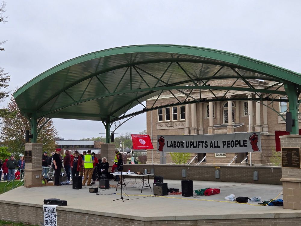 Stage view. Labor uplifts all people. 