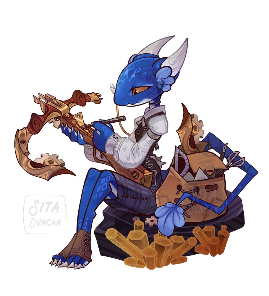 A blue artificer kobold