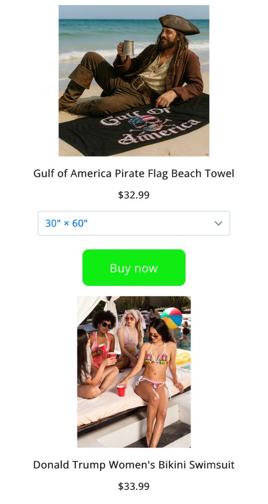 Screen from AustinPeterson.com website advertising pro Donald Trump merchandise 