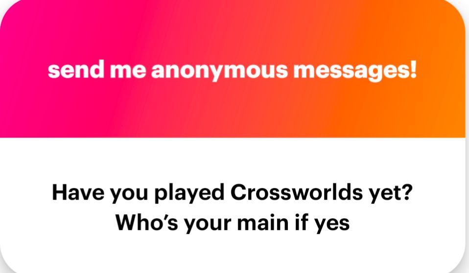 Have you played Crossworlds yet? Who's your main if yes