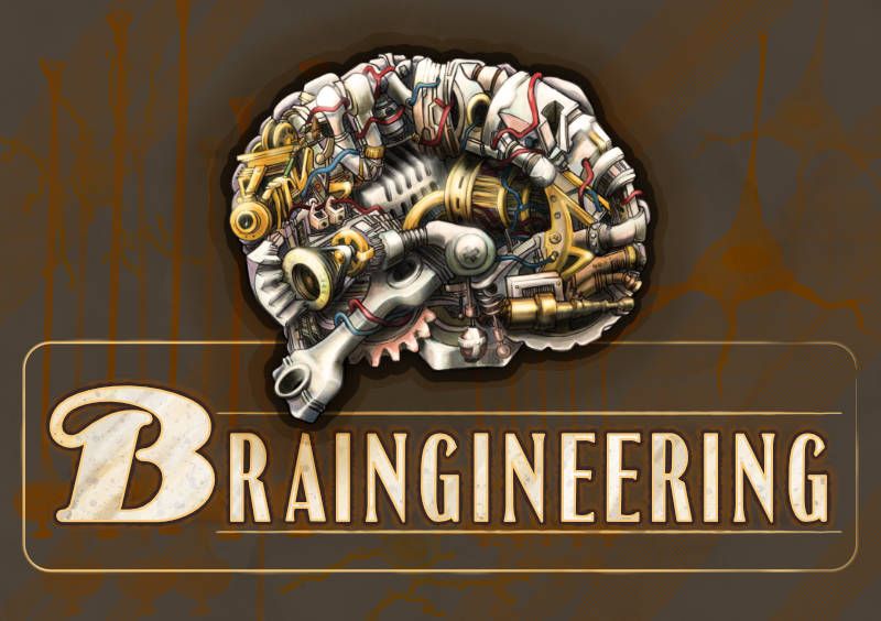 cartoon of a steampunk brain