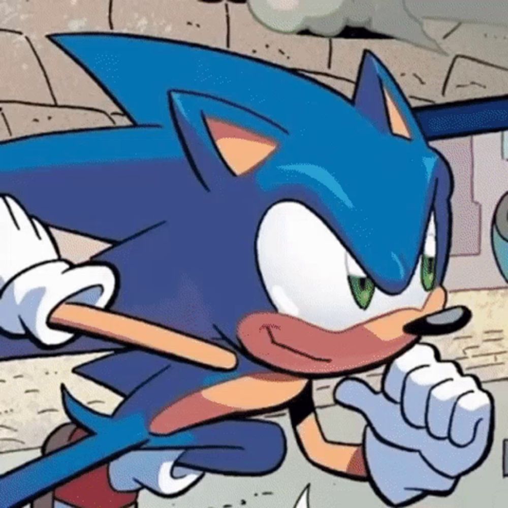 a close up of a cartoon character named sonic the hedgehog in a comic book .