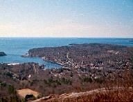 Overlooking Camden Harbor from Mount Battie above Camden, Maine.