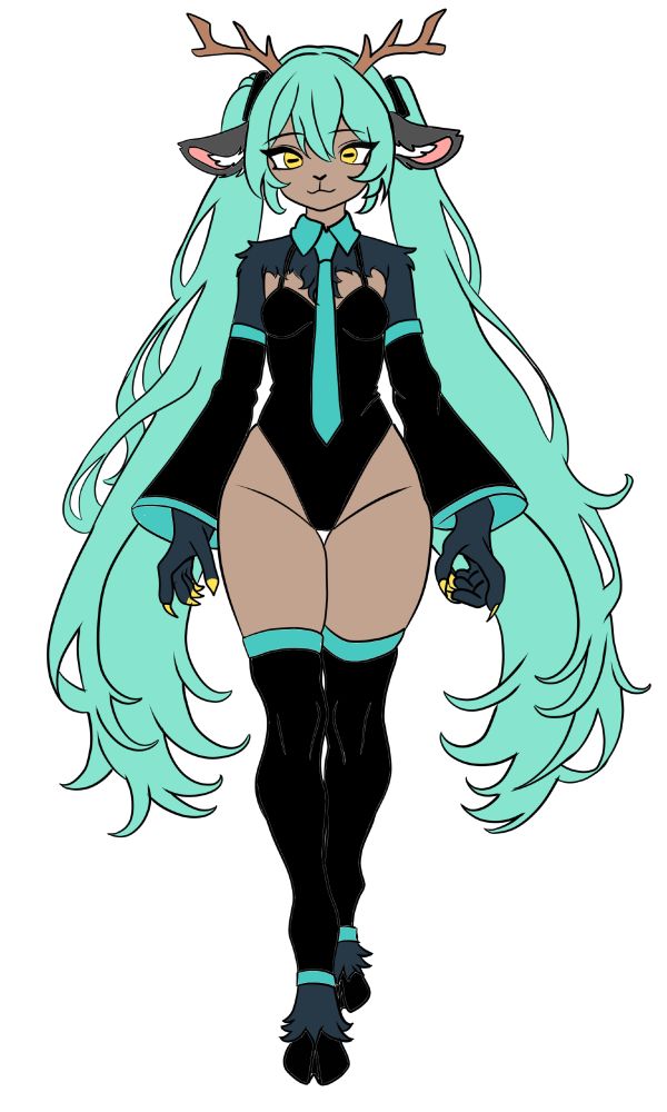 Val the goat demon dressed up as Hatsune miko