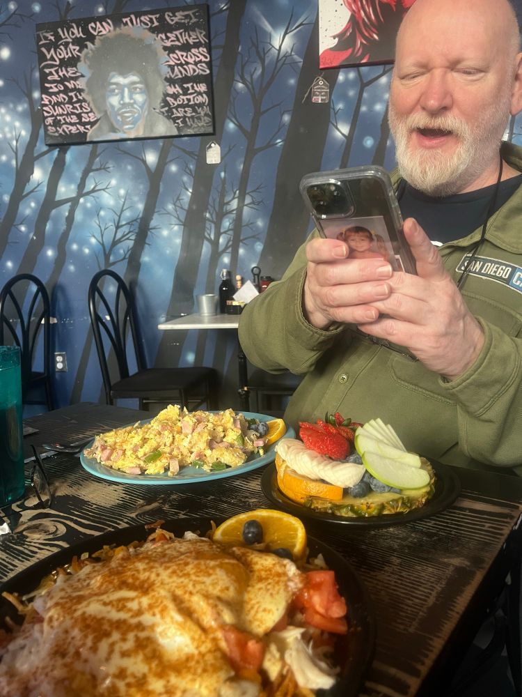 Blue Moon Too brekkie with Arthur Adams