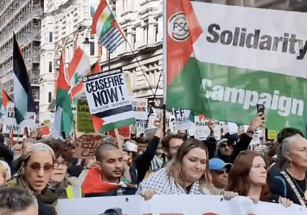 UK: Crowd gathers in London for demonstration in support Palestine and Lebanon