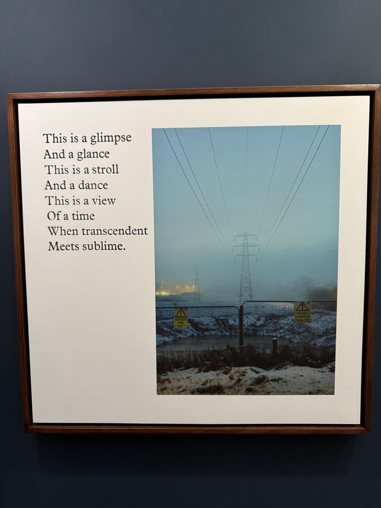 A photograph of a pylon in the hazy liminal distance accompanying by poetry

This is a glimpse And a glance
This is a stroll And a dance
This is a view Of a time
When transcendent
Meets sublime.