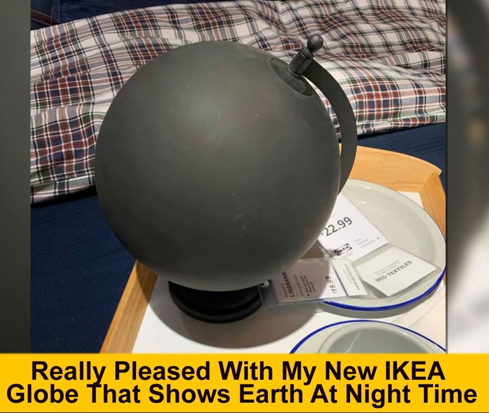 All black “IKEA Earth at night” globe