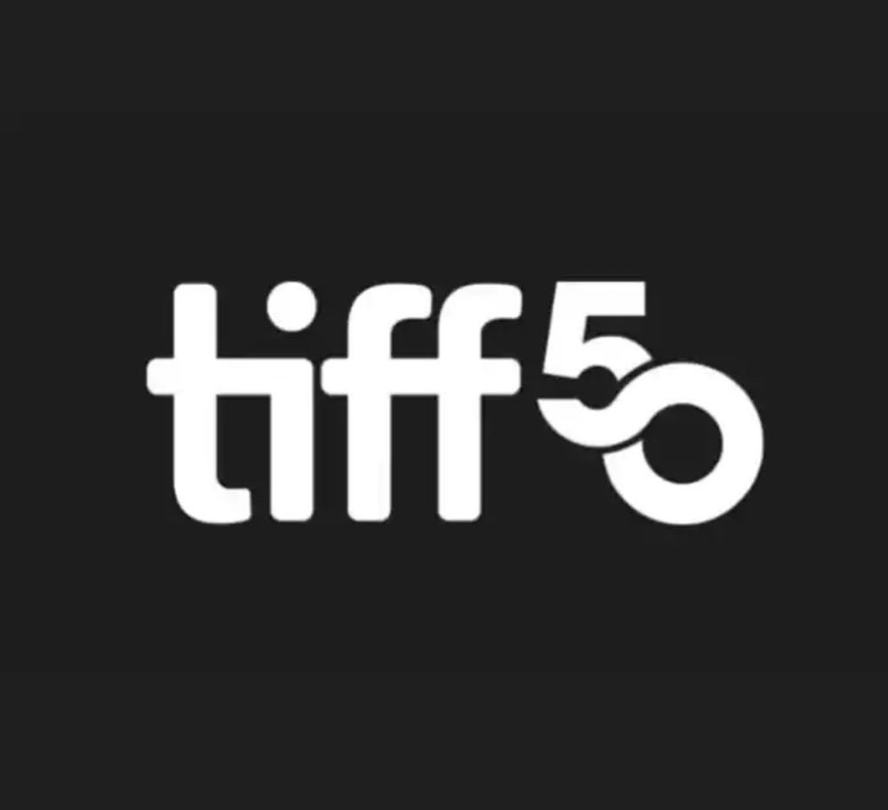 White TIFF 50 logo on black background