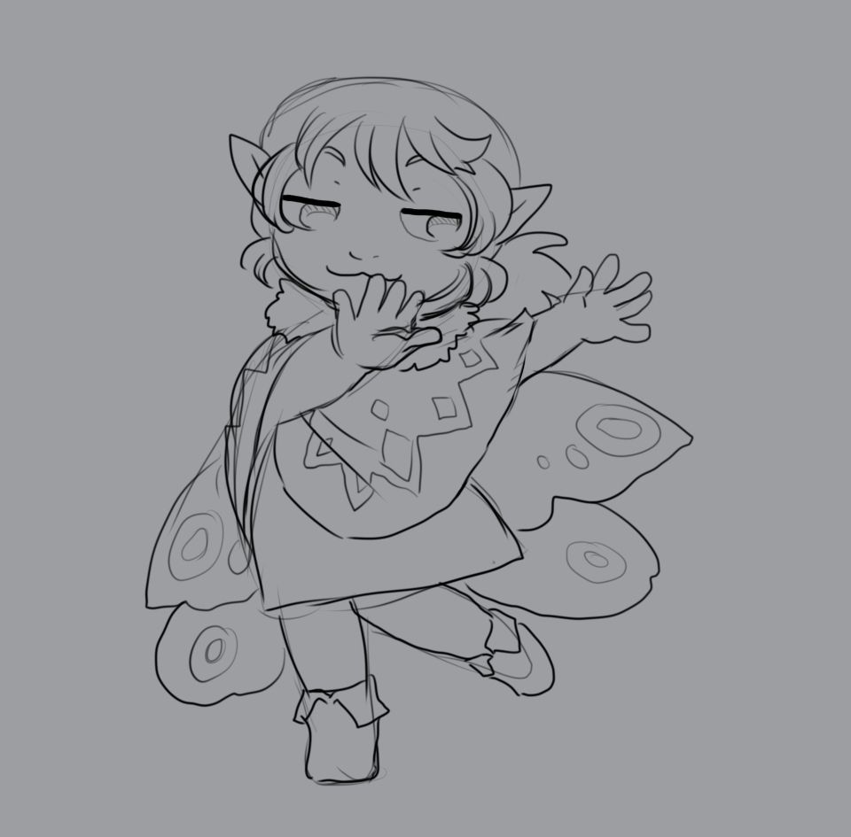 Ara’s own Maris Piper, Pixie Rogue, with her trademark moth wings in her trademark colorful poncho and slippers, showing everyone that dancin’ is what to do with her redition of the Hat Girl Jazz Hands.