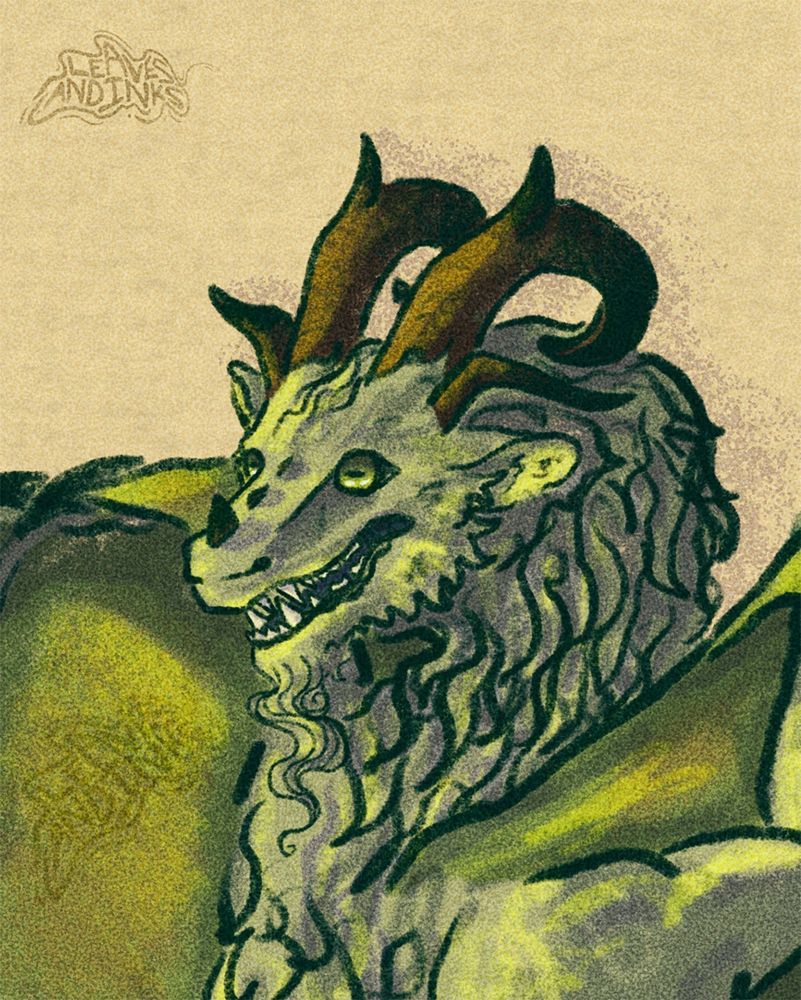 Close-up on the previously described dragon's face. 