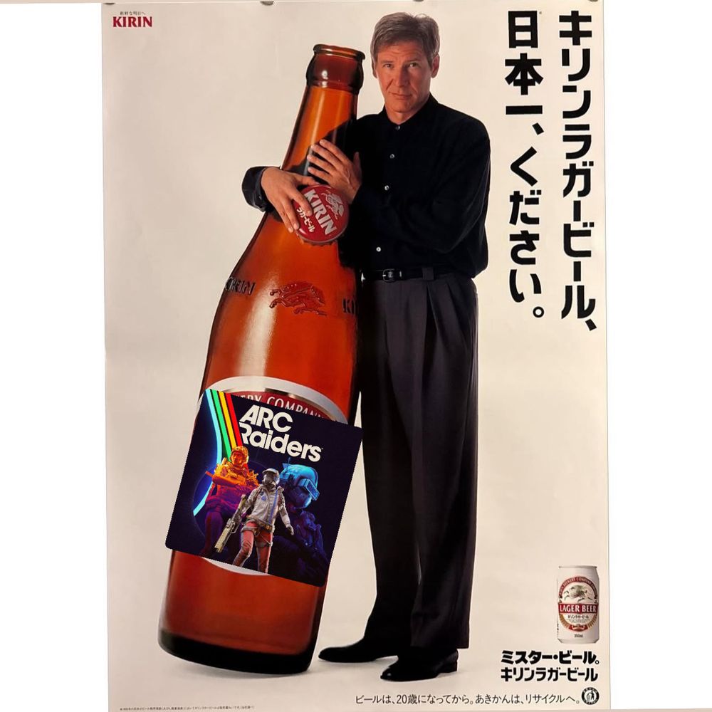 Han Solo holding a beer which has a label for our creators on it