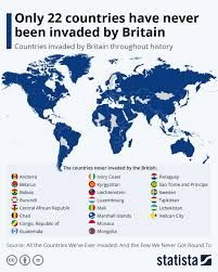map of the 22 countries never invaded by Britain