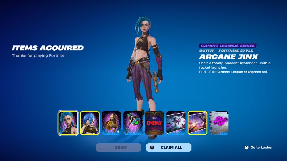 Jinx from Arcane's Fortnite skin. I just bought the bundle.