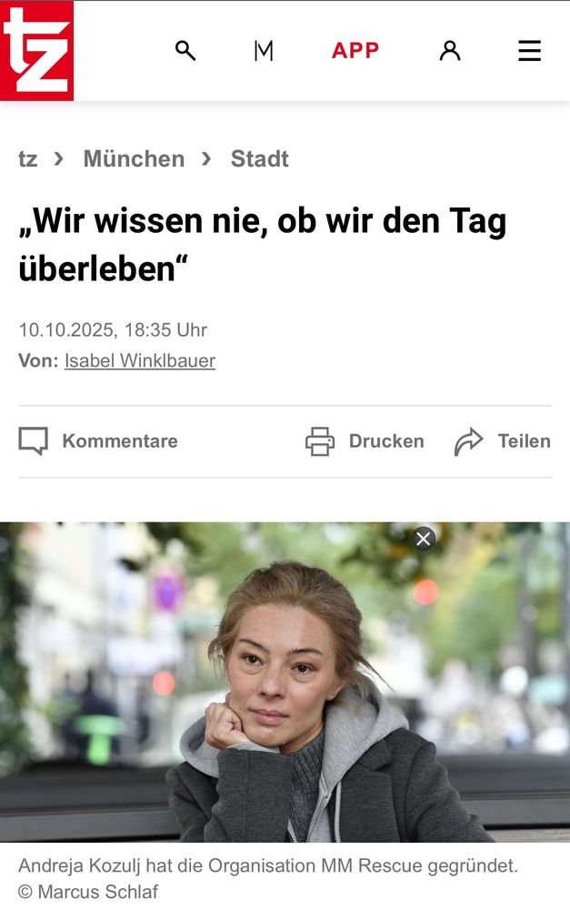 Interview mit Andreja von Isabel Winklbauer in der tz am 11.10.2025.