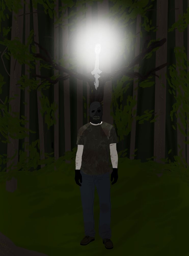I reused the uhh background and slender drawing, I mostly just wanted to practice lighting

Not to mention it'd make a cool pfp for Eric