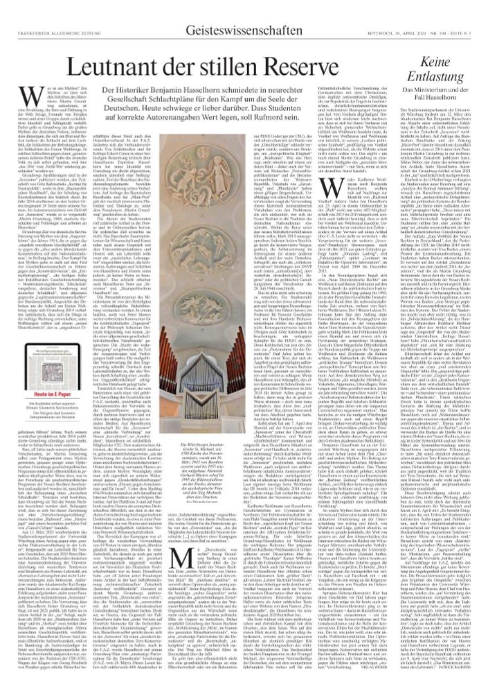Digitale Seite der FAZ mit zwei Artikeln.
