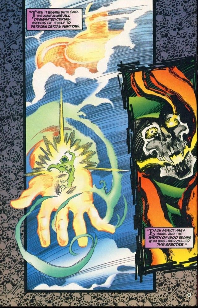 Encarnación del Espectro, personaje de DC Comics, como la Ira de Dios, más allá del cuerpo mortal de Jim Corrigan.