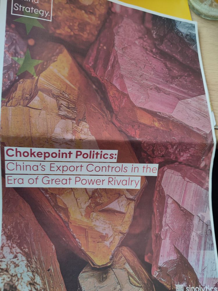 Titelbild der Analyse von sinolytics mit dem Titel: "Chokepoint Politics: China's Export Controls in the Era of Great Power Rivalry"