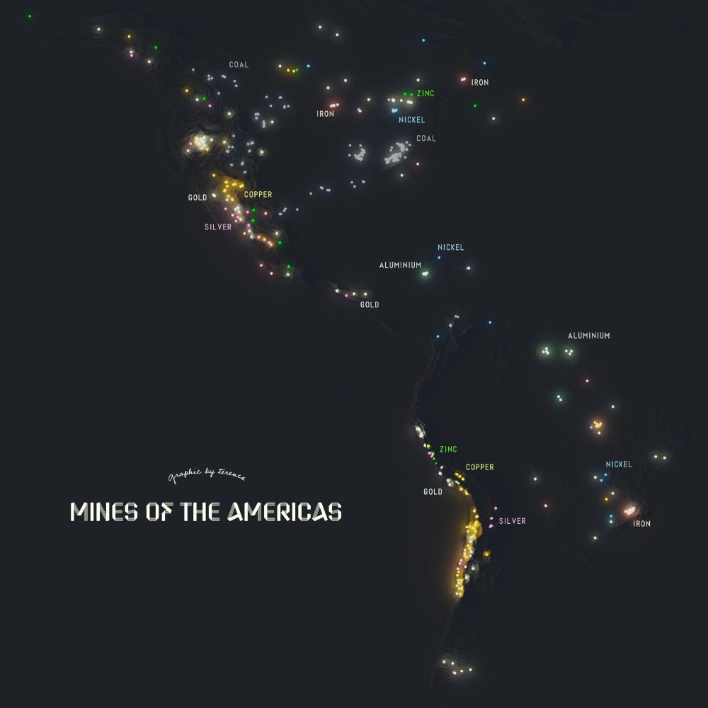 A visualisation of the mines of the Americas