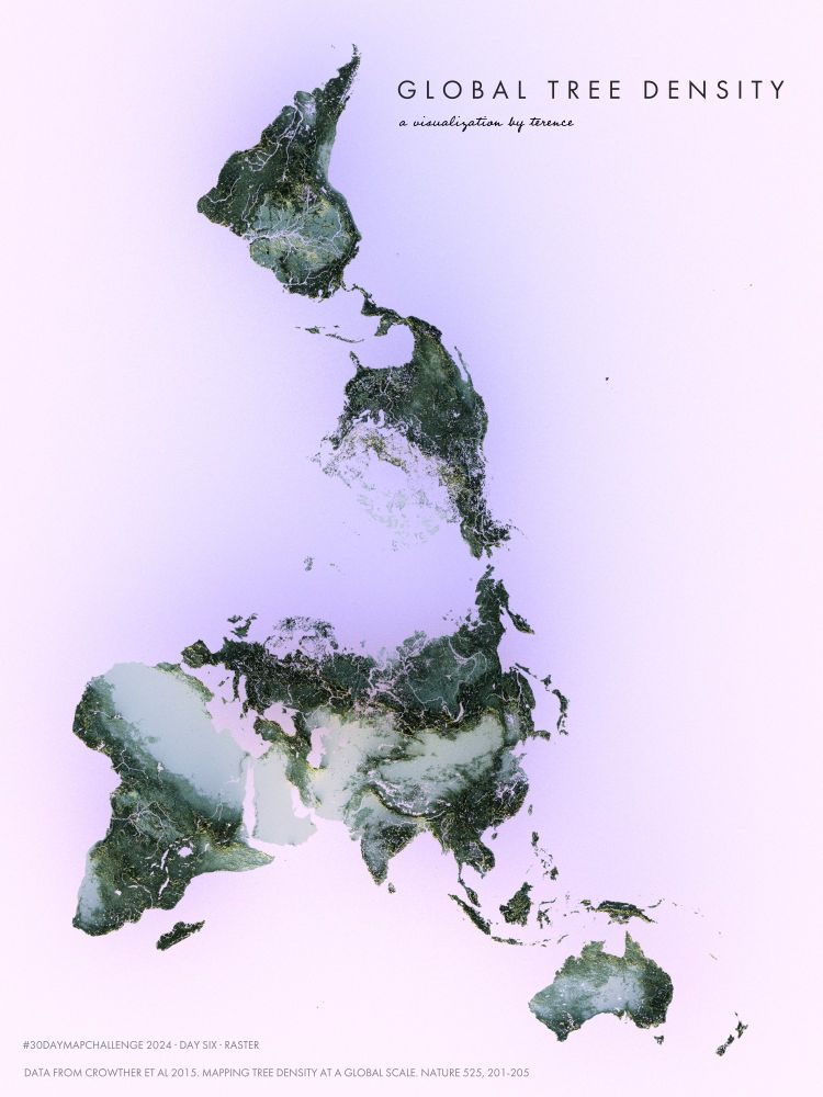 A visualisation of global tree density using data from 2015