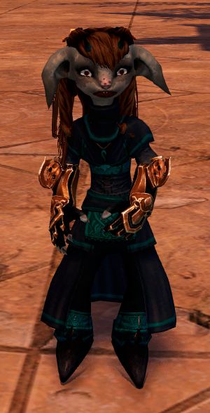 cropped screenshot of guild wars 2 showing a suspiciously tall asura.