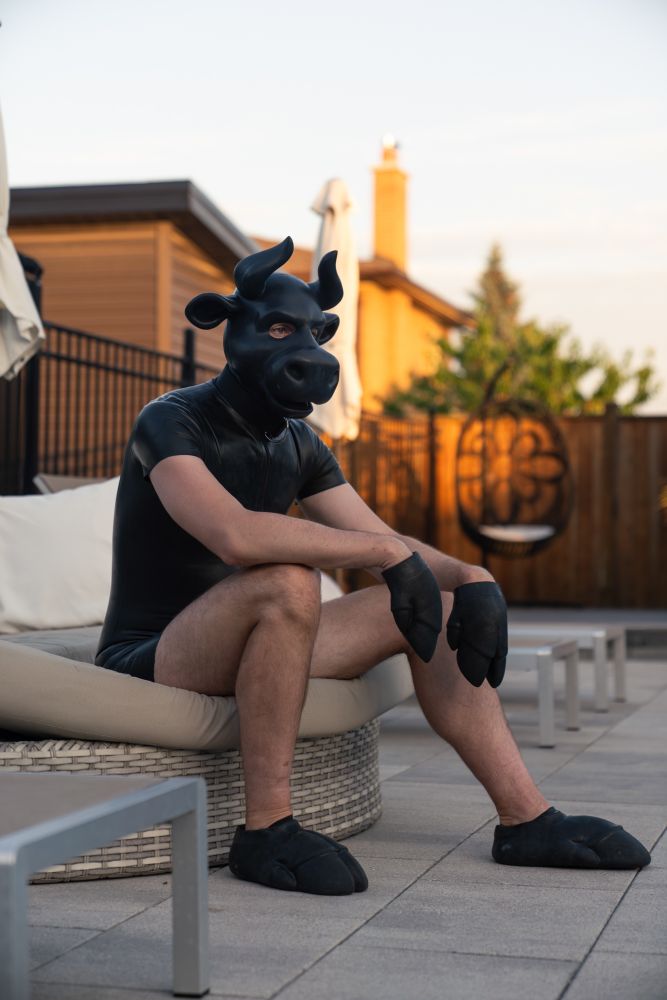 Rubber cow lamenting the cruel fates of existence