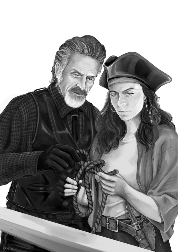 Half body, more detailed than the lineart one (halfway between the two) +Character