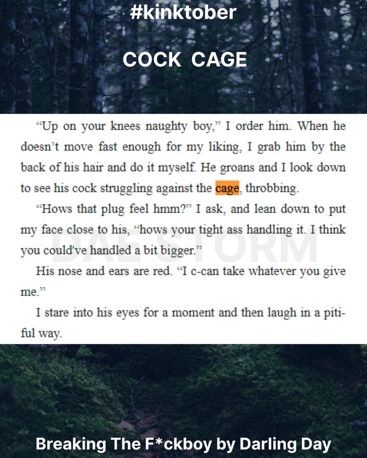 a scene in which a femdom has her male sub in a cock cage and degrades him.