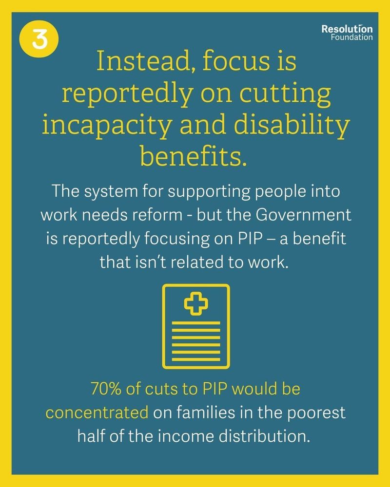 Infograph explaining that the government may cut PIP to meet fiscal rules. But 70% of these cuts would hit families in the poorest half of the income distribution.