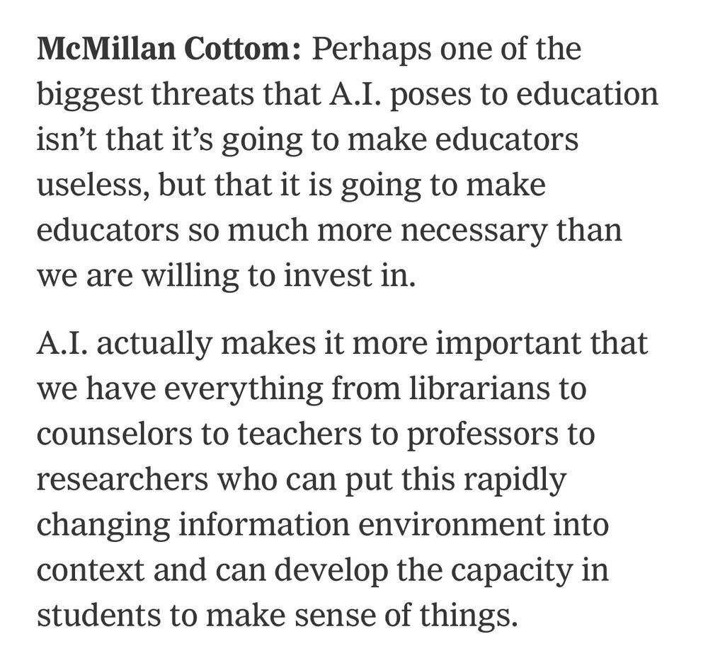 Tressie McMillan Cottom quote in the (presumably) NY Times: 