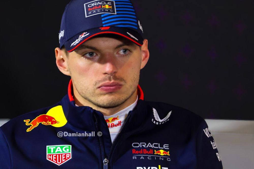 Photo of Red Bull's Max Verstappen during a press conference. Photo taken by Damian Hall 
