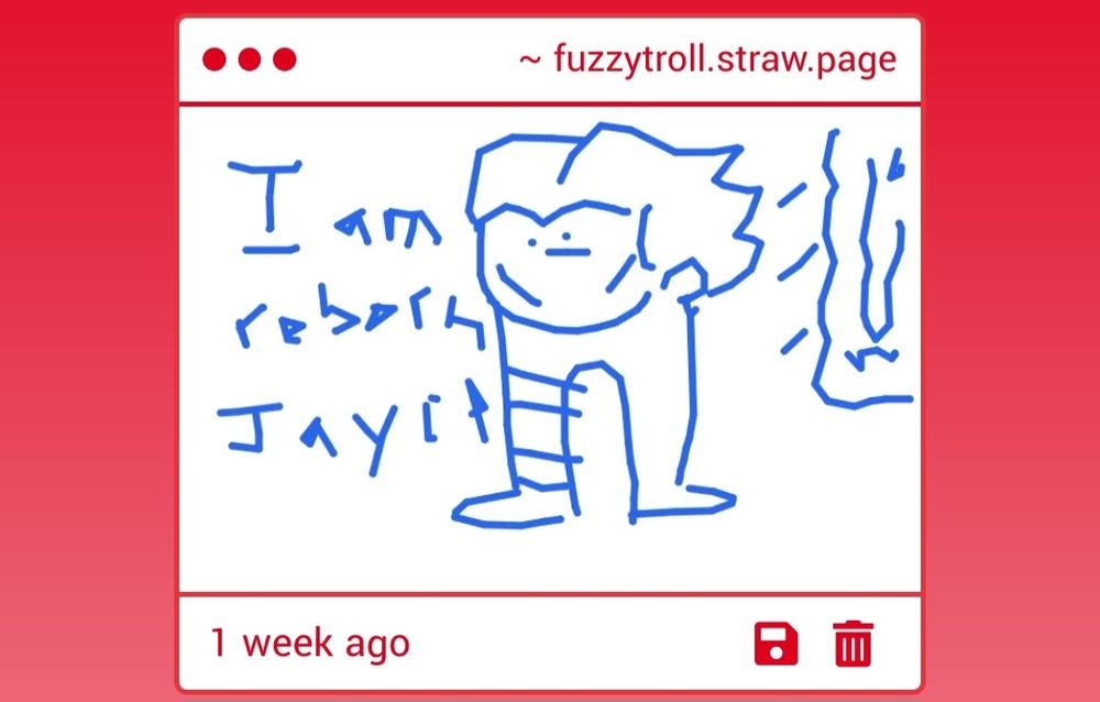 Strawpage drawing: a goofy viktor as a head with two legs, saying "I am reborn Jayce"