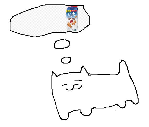 He’s thinking of milk now.


A small white dog on a white background with a white thought bubble thinking of silk milk.