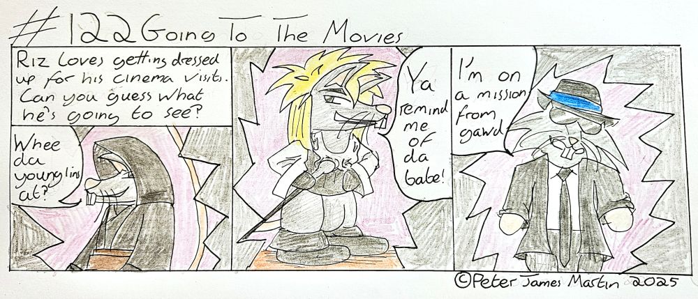 Riz is dressed up like three different characters from three very different movies...