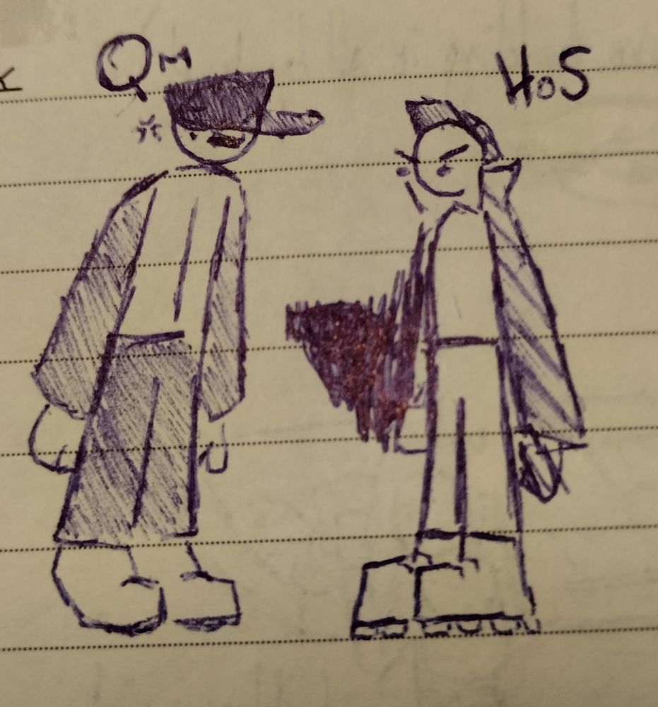 angry Quartermaster leaning over the Head of Security