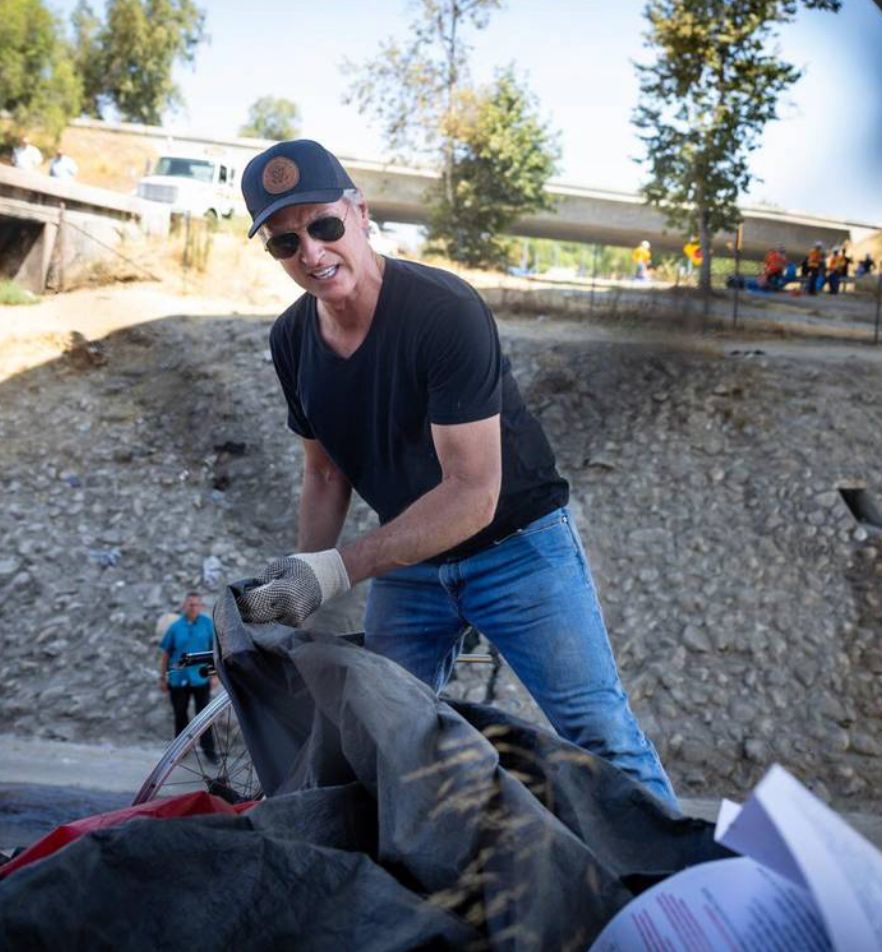 Gavin Newsom playing tough guy by stealing and destroying personal belongings of people who cannot afford homes.