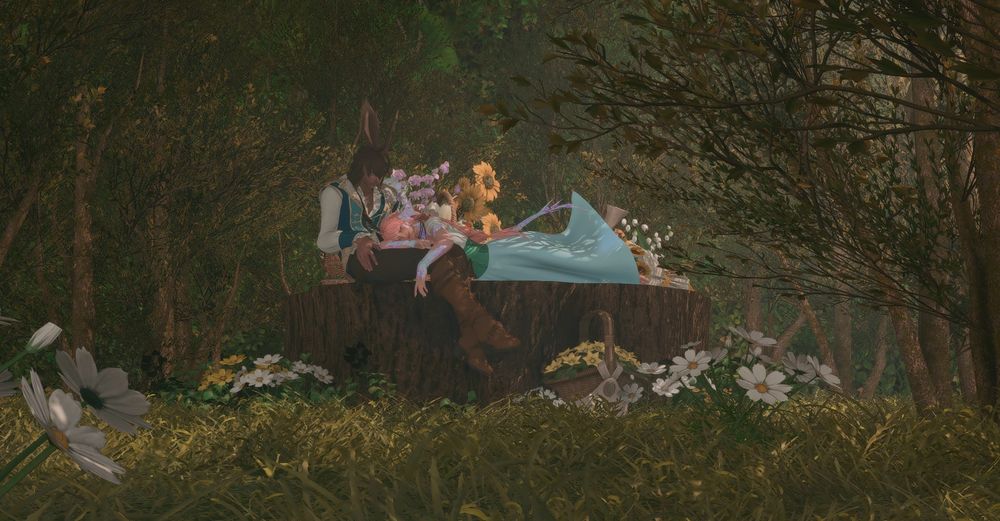 In a forest clearing, Naveen sits up as he has his hand on Cassia. Cassia lays her head and arms on him, her eyes closed.