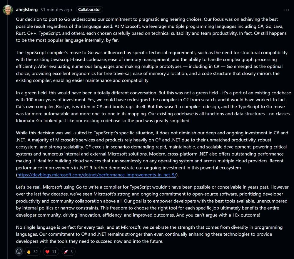 a statement from Anders Hejlsberg regarding C#