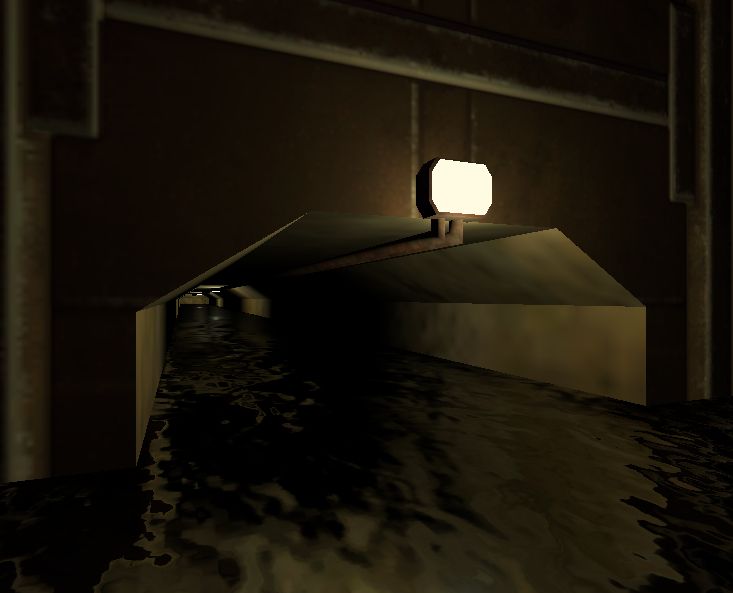 3D render of tunnel with water