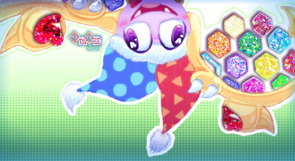 Marx (THE ONE FROM KIRBY, NOT KARL MARX) waves at you while hanging upside down