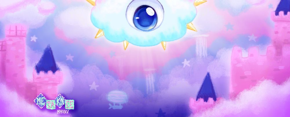Kracko watches over a landscape inspired by the Grape Garden level select from Kirby's Adventure